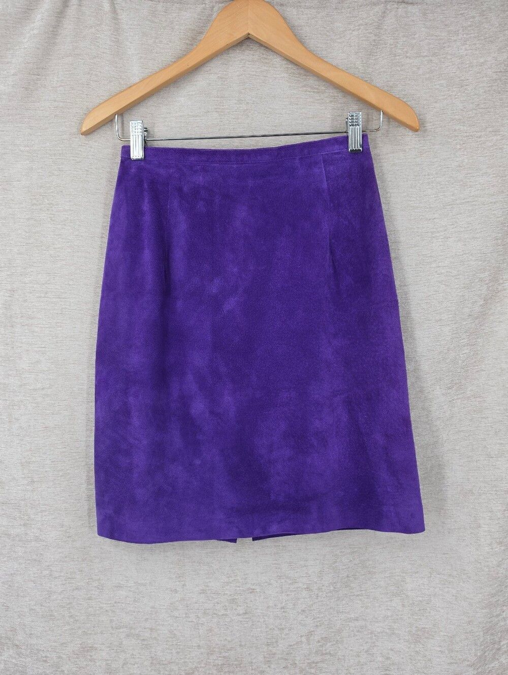 Vintage Royal Purple Suede Leather Pencil Mini Skirt By Ann Taylor